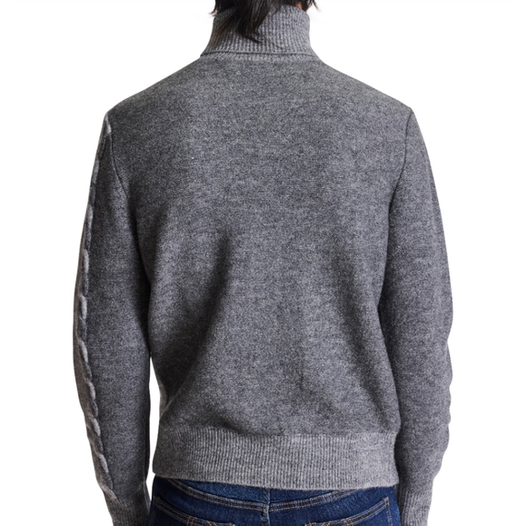 NWT Paisley & Gray TRICOLOR CABLE TURTLENECK Size M- TRI GREY - Picture 3 of 9